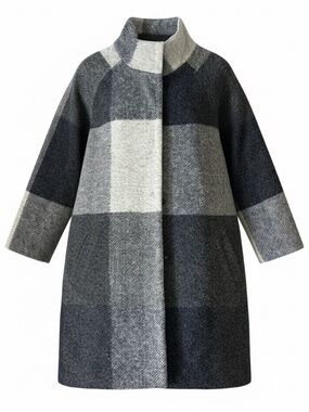 MAX STUDIO Women’s Wool Blend Coat Size M Gray Plaid